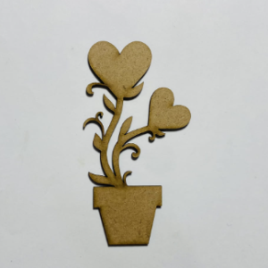 Tall Heart Flowers Wooden Cutout