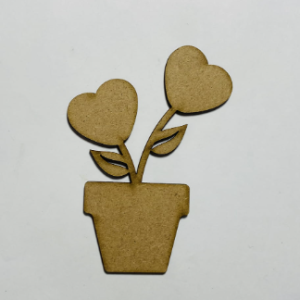 Short Heart Flowers Wooden Cutout