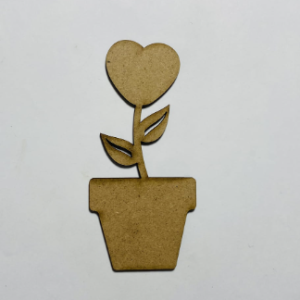 Short Heart Flower Single Wooden Cutout